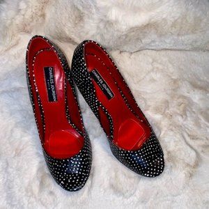 Black/White Peep Toe Heels